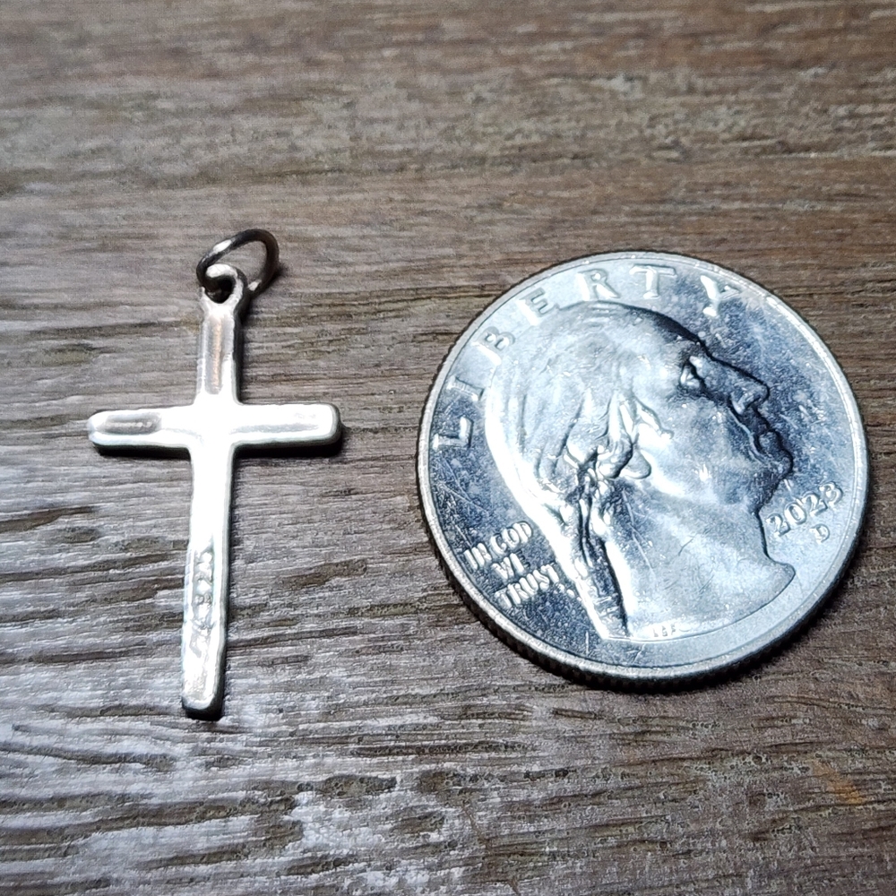 Vintage Signed Sterling Silver Cross Charm - Picture 5 of 5
